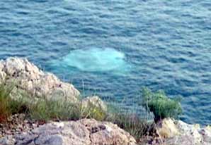 Белый пузырь — результат взрыва бомбы на глубине 24 м