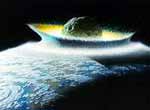 Виртуальный рисунок, изображающий возможное падение на Землю крупного астероида