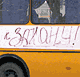 Автобусы ЗАО АТП «Северная» с транспарантами на забастовке