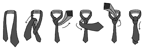 Элегантный узел. Завязывать так же, как «универсальный», добавляя еще один виток со стороны правого уголка воротника. Используя галстуки разной ширины или меняя положение узкого и широкого концов галстука, можно добиться необходимого размера узла.